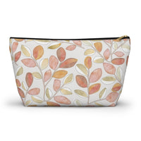 Cherry Plum Leaves Accessory Pouch w T-bottom in Coral